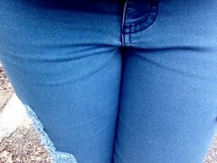 Pee in jeans outdoor Thumb