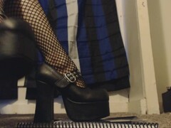 Goth Girl Tramples and Steps All Over Your Dick in her New Platform Heels Thumb