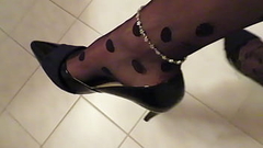 black patent &quot_CASTALUNA&quot_ leather high heels, anklet and pantyhose, dangling by Isabelle-Sandrine Thumb