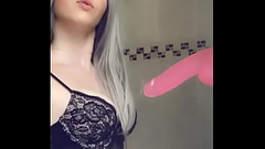 British Teen Slut Lily Deepthroat &amp_ Gags on dildo Thumb