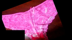 SEXY MILFS PINK USED THONG FILLED WITH SPERM! Thumb