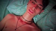 Hot Skinny Twink Jerking His Big Cock And Playing With His Precum And Cum Thumb