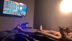 I&#039_m playing a video game and I&#039_m horny! I cum on my chest with a massive loads of cum! Thumb