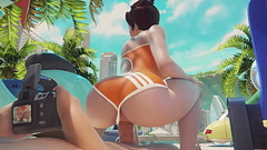 Overwatch Tracer Rides Cock At The Beach Thumb