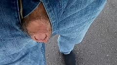 Cock out walking in public park. Thumb