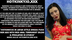 Hotkinkyjo in japan style dress fuck her ass with red anal terrorist dildo &amp_ prolapse in studio Thumb