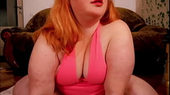 on stream, a fat girl shows her tits and stretches her dress Thumb