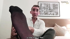 STEP GAY DAD - BLACK SHEER SOCKS WHITE COCK! - COME WORSHIP MY FEET WATCH ME EDGE MY HARD WHITE COCK AND LET&#039_S CUM TOGETHER Thumb