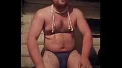 The Russian gay man prepared his ass for fucking and even put on a new thong and beads, but his lover did not come.So he decided to record a video for him))) Thumb