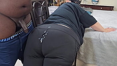 Sexy Big Ass Curvy Blonde Milf In Yoga Pants Twerking &amp_ Teasing Black Guy, Resulting In Cum On Ass (Shooting Big Load) Thumb