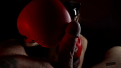 Art jerking off a big dick naked mistress hits a dick in boxing gloves Thumb