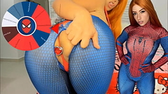 Mary Jane from spider man cosplay feat the wheel of sex game blowjob big tits bouncng and buttplug TRY NOT TO CUM Thumb