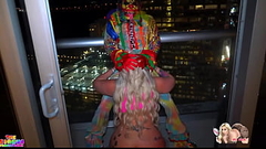 Big Booty White Girl Sucks Off BBC Clown on High Rise Patio During NYE Party Thumb