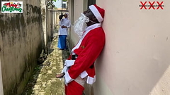 Christmas came earlier for na&iuml_ve 18yo press girl on Hijab as Santa gave her hot Fuck outside the compound while she tries the new school camera (Watch hot full videos on RED) Thumb