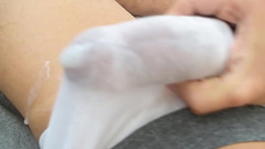 I jerk off and cum with my white underwear on Thumb