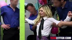 Blonde teen thief gangbanged by security guards Thumb