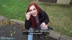 Public Agent Redhead Brit Shows Off Her Pierced Tits Before Basement Fuck Creampie Thumb