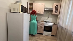 step Mom with a big ass satisfied her son with her anal in the kitchen Thumb