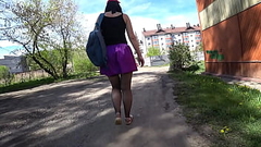 Voyeur with hidden camera spying on legs in stockings and a beautiful butt under a short skirt in public places. Amateur foot fetish compilation. Thumb