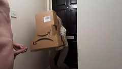 Crazy jerking off guy meets an Amazon delivery girl and she decides to help him cum Thumb