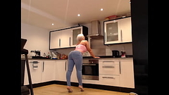 Mature curvy blonde big fake tits and ass jeans show Thumb