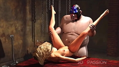 Super hardcore in a basement. Fat man fucks hard a sexy blonde slave Thumb