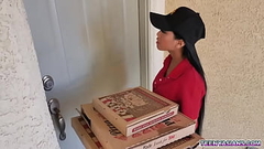 Two horny teens ordered some pizza and fucked this sexy asian delivery girl. Thumb