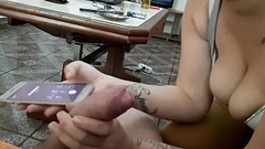 She sucks her while she talks to her boyfriend on the phone Thumb