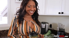 Black stepmom MILF September Reign healthy morning blowjob for her stepson Thumb