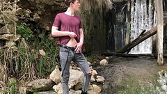 Hot Hunk Jerking his Big Dick (23cm) in Public Place near the Dam/ Teen Boy Thumb