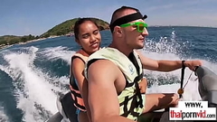 Amateur Thai teen Cherry sucking a big white dick on a jet ski Thumb