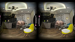 Solo babe, Candy Red masturbates in the kitchen, in VR Thumb